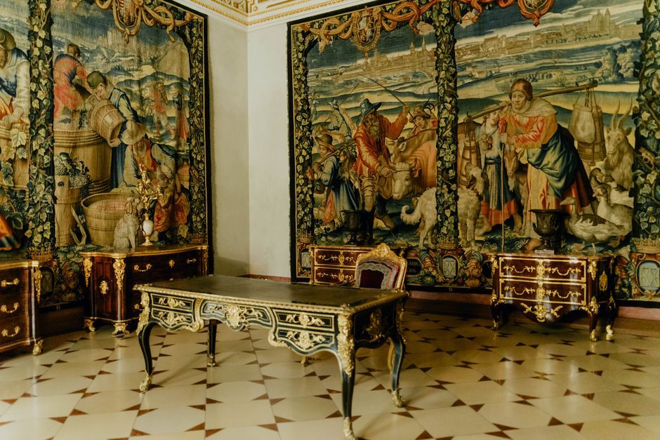 Milan Baroque palace interior exhibition room Italy