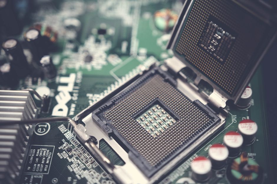 computer processor microchip hardware close up