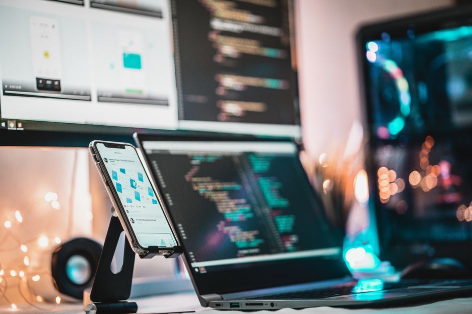 smartphone app development office workspace