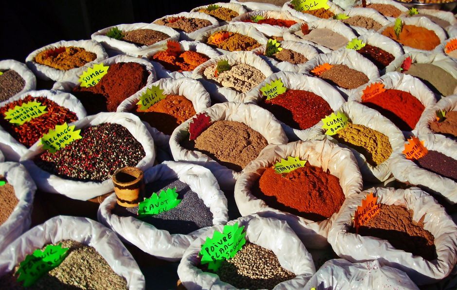 Uzbekistan traditional spice market bazaar