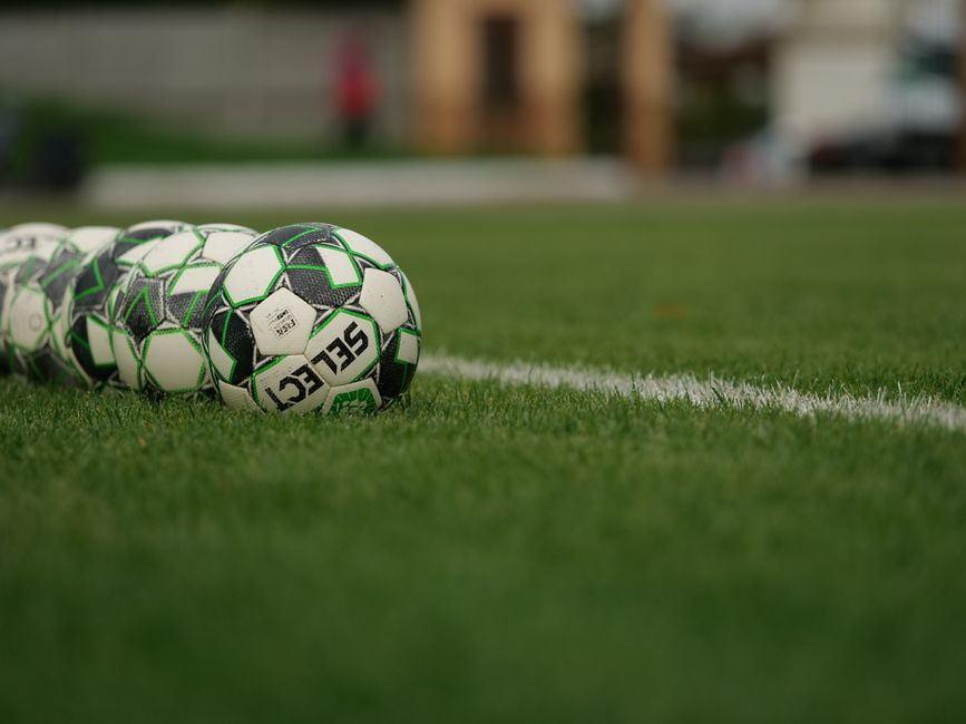 soccer ball grass field close up