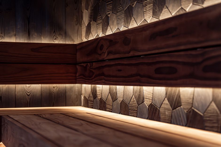 wooden sauna interior design ambient lighting