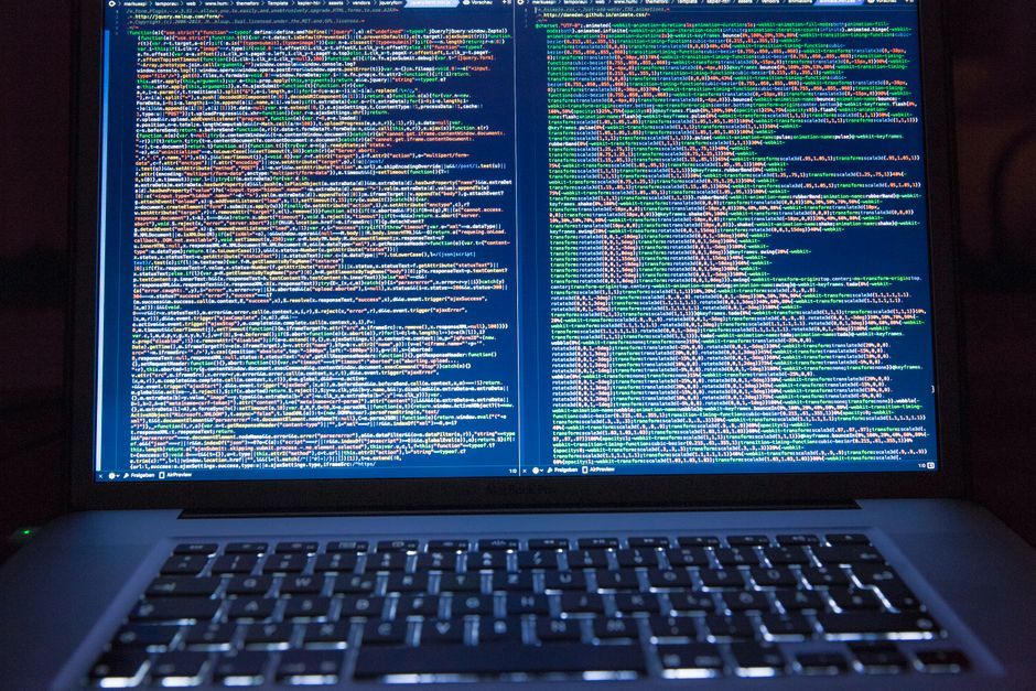 software code programming screen laptop