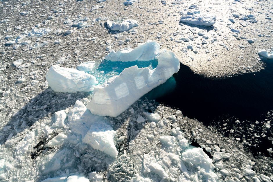 Antarctica ocean icebergs satellite view