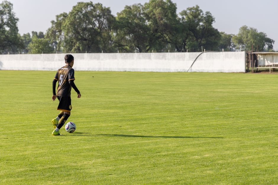 association football player training pitch