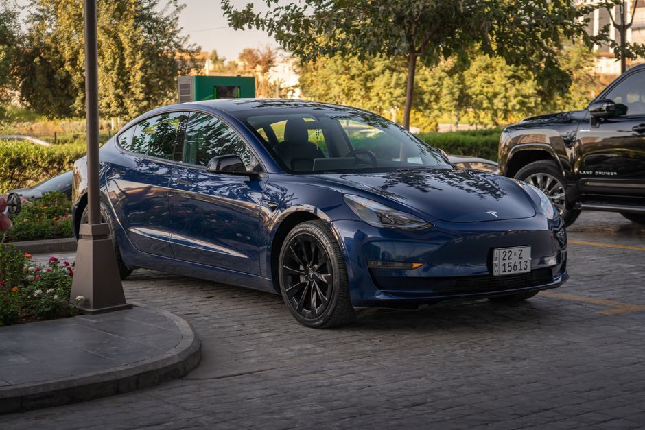 modern luxury electric car side profile