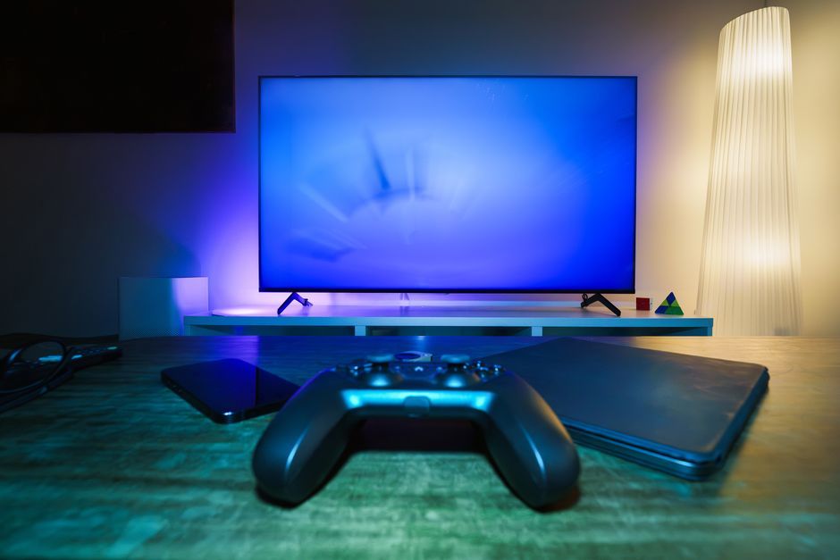 modern living room 4K TV screen display
