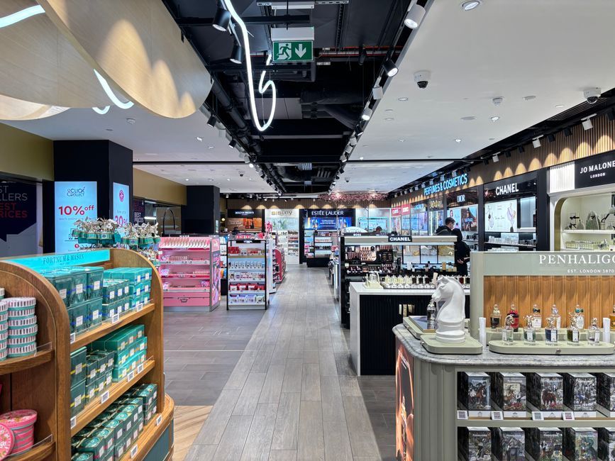 British pharmacy retail cosmetics store interior