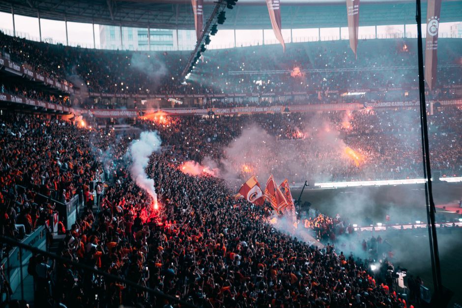 American football stadium crowd night match