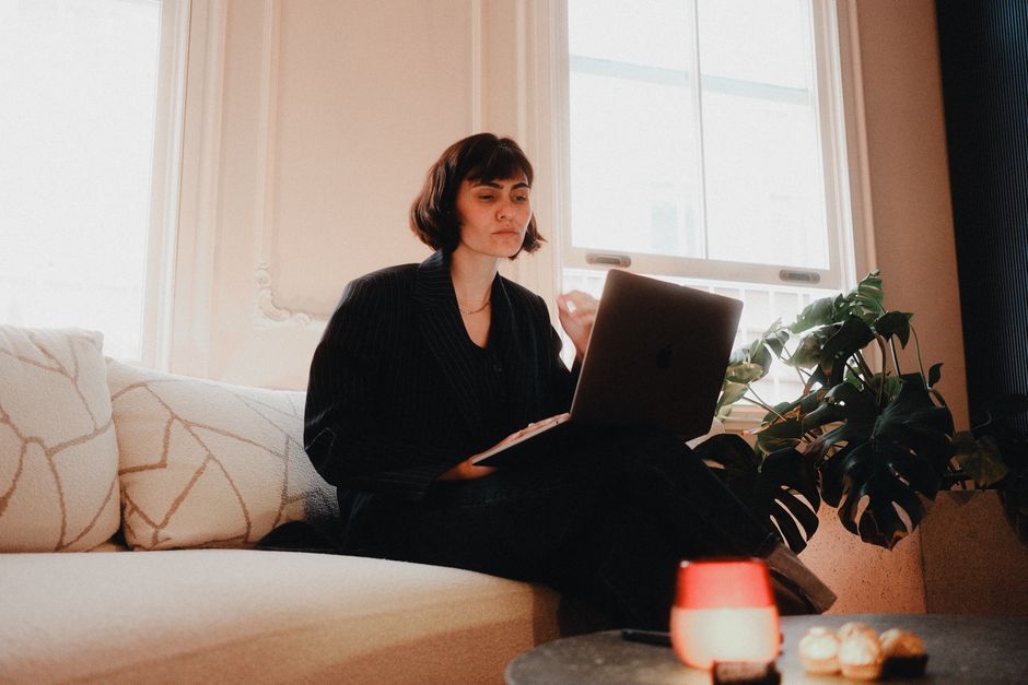 professional working on laptop peacefully