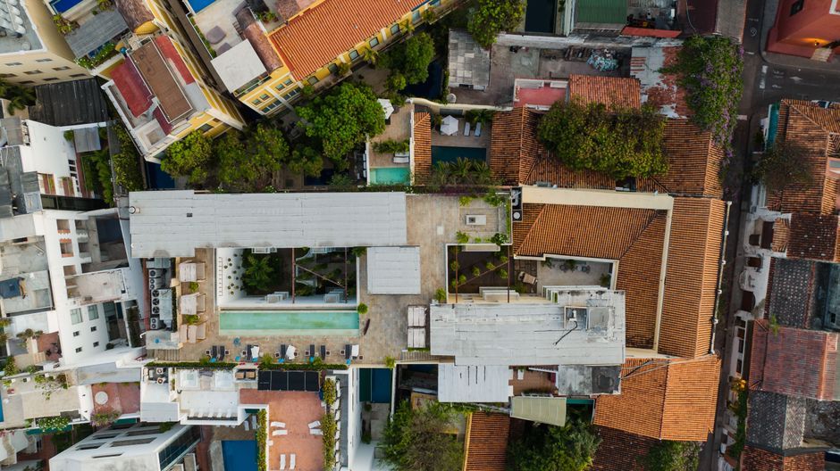modern courtyard swimming pool house exterior Mexico