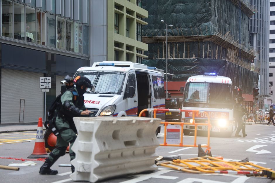 Thailand police barricade line safety operation