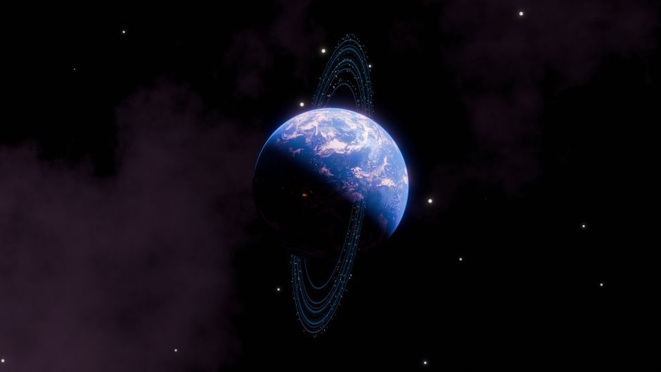ringed planet space science illustration