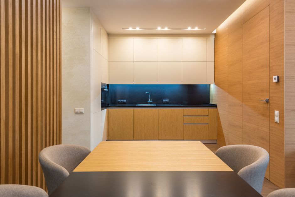 modern wooden kitchen interior design Paris apartment
