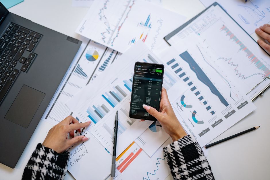 smartphone screen data analytics chart