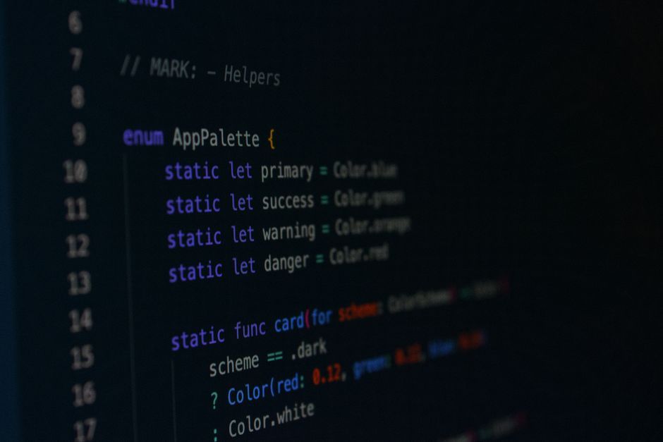 software development code screen dark mode