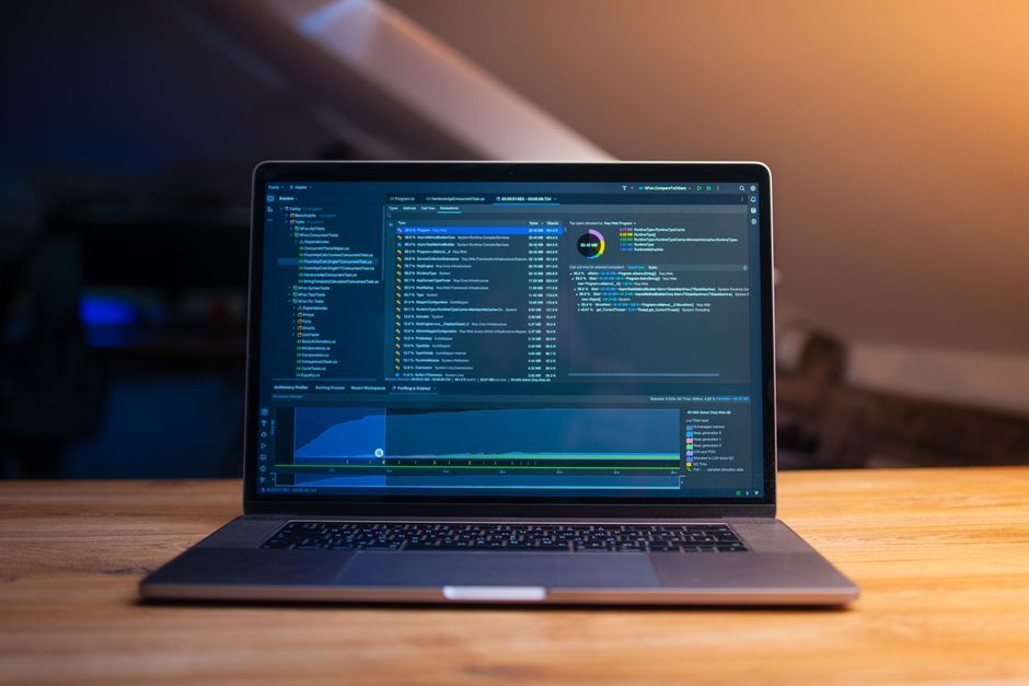 programming code laptop screen developer workspace