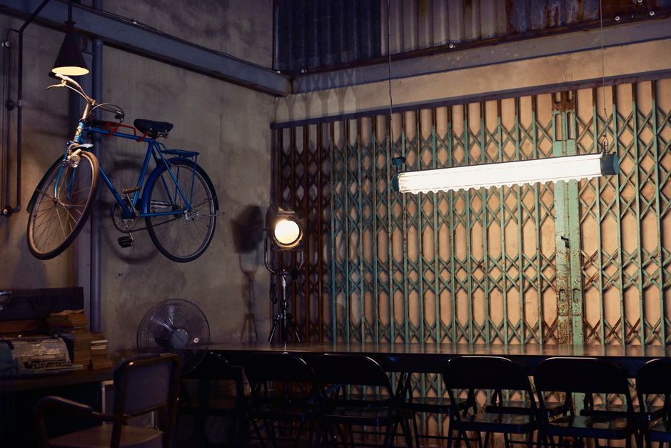 industrial design metal sheet folded lamp studio