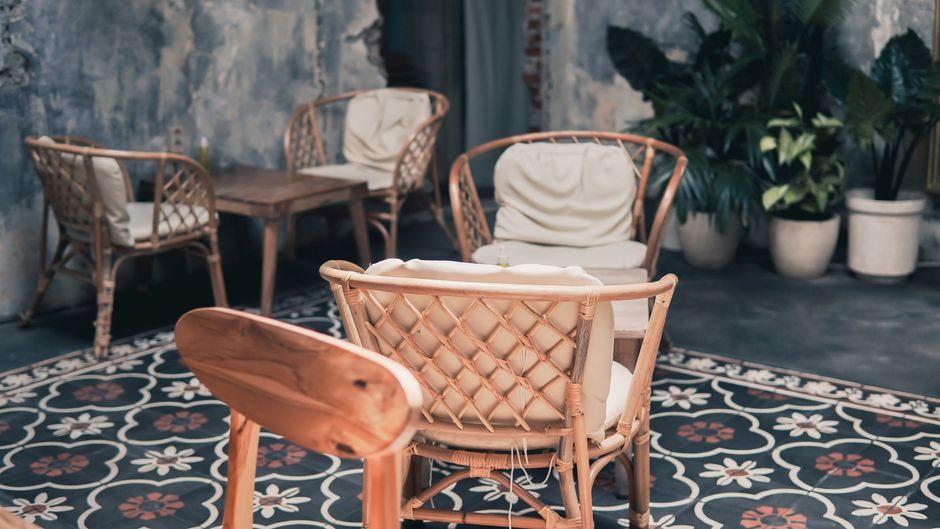 Indonesia modern brick building interior terrace