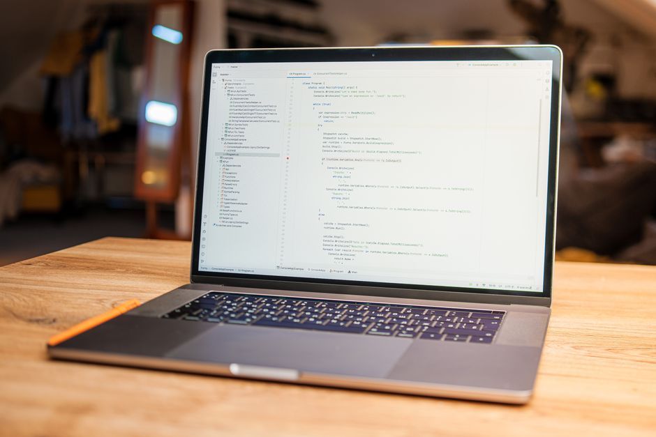 web development code editor laptop
