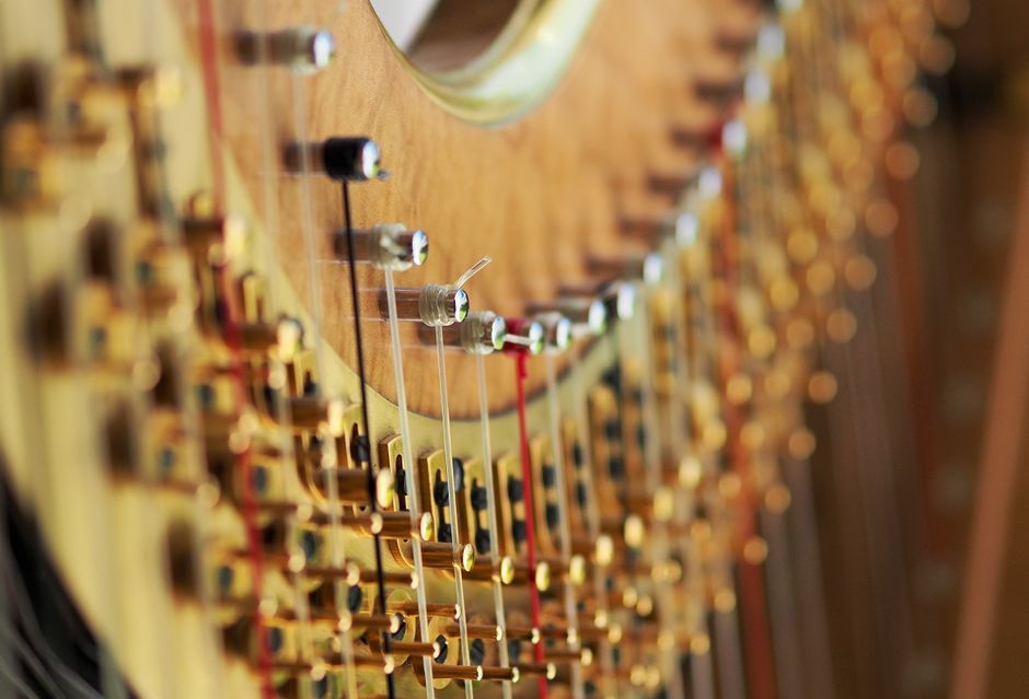 monobloc harp string instrument art exhibition