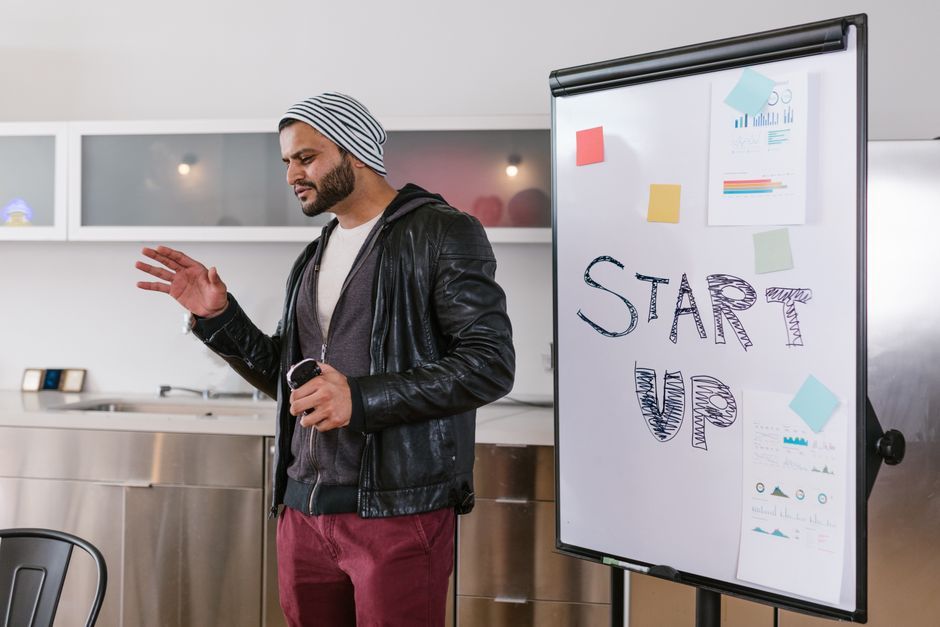 startup founder business presentation stage