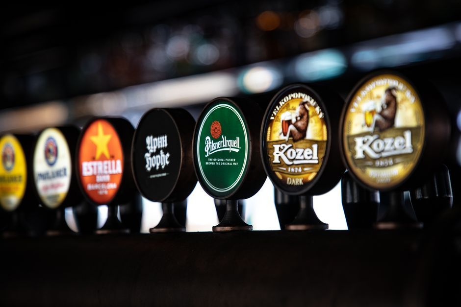 British pub interior counter daytime no logo