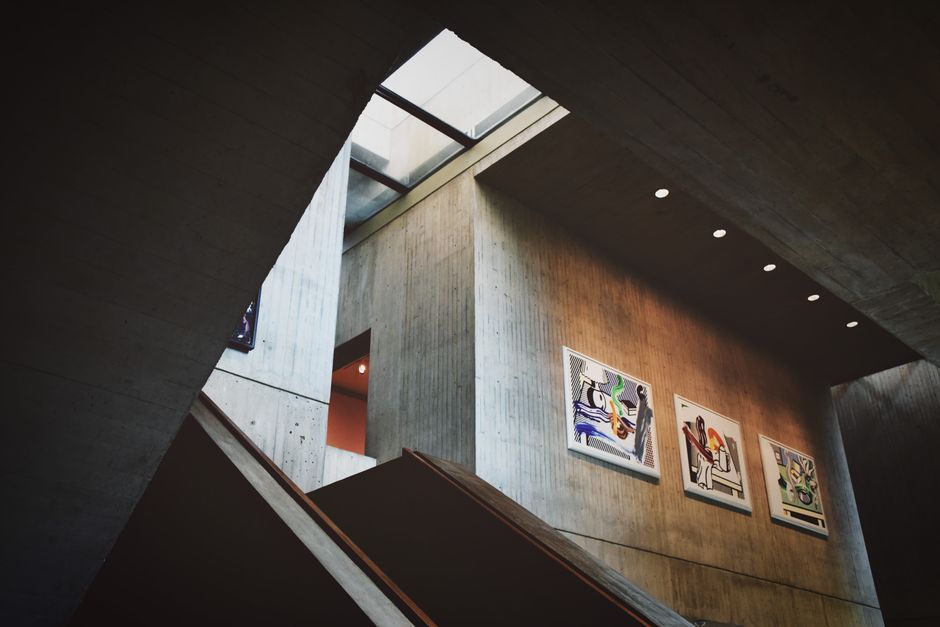 interior art exhibition room architecture concrete wall