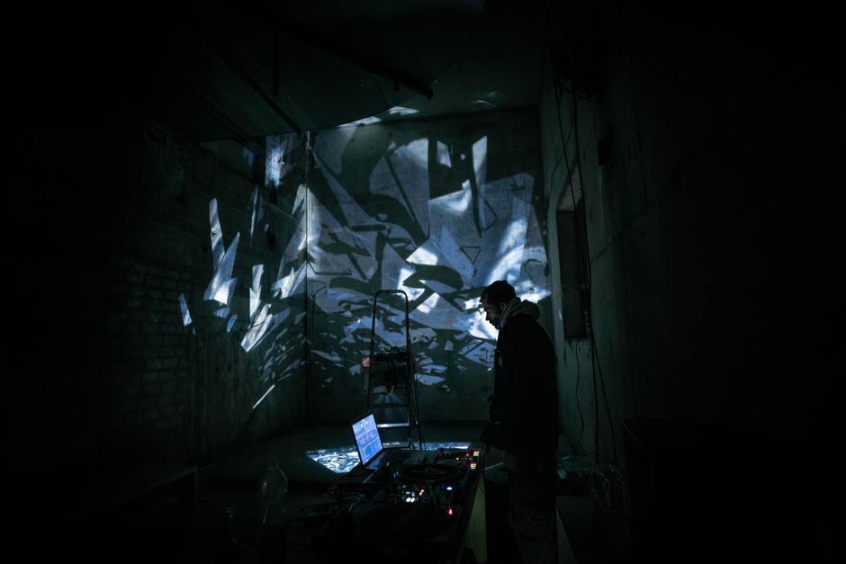 contemporary performance art installation lights