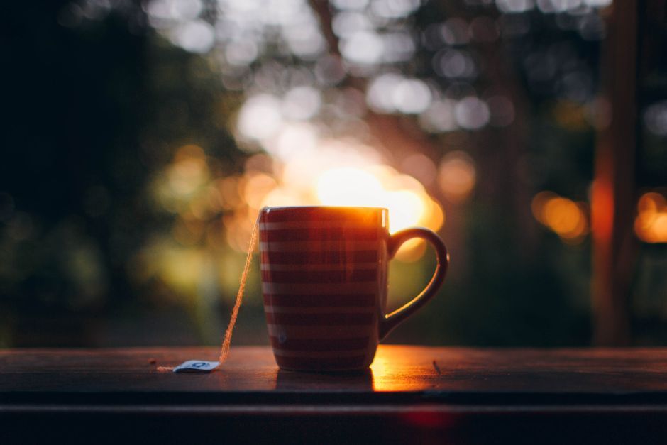 ceramic mug hot tea desk