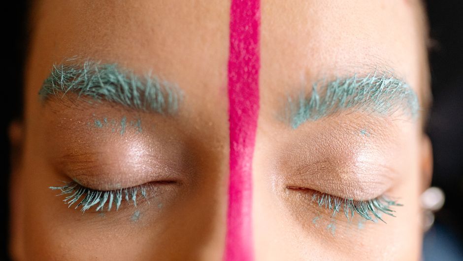 editorial colorful eye makeup close up studio