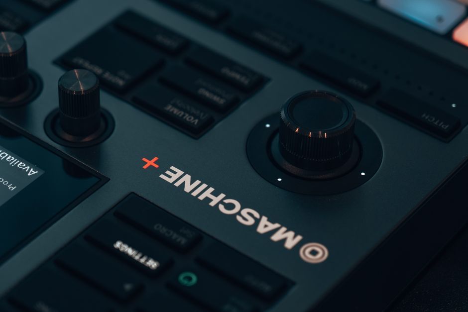 electronic music synthesizer hardware knobs close up