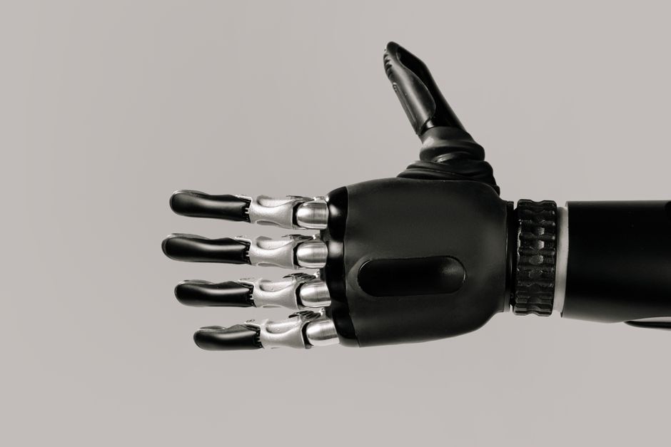 robotic hand fingers closeup technology