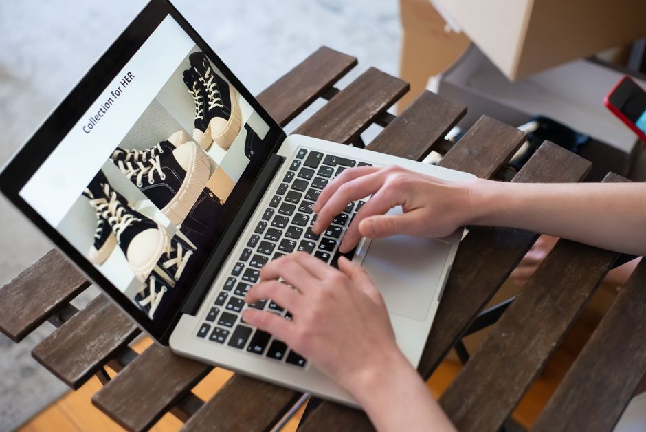 online shopping website interface laptop screen
