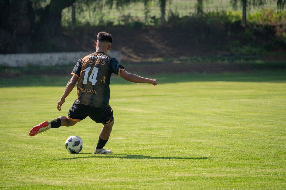 soccer player action match turf pitch