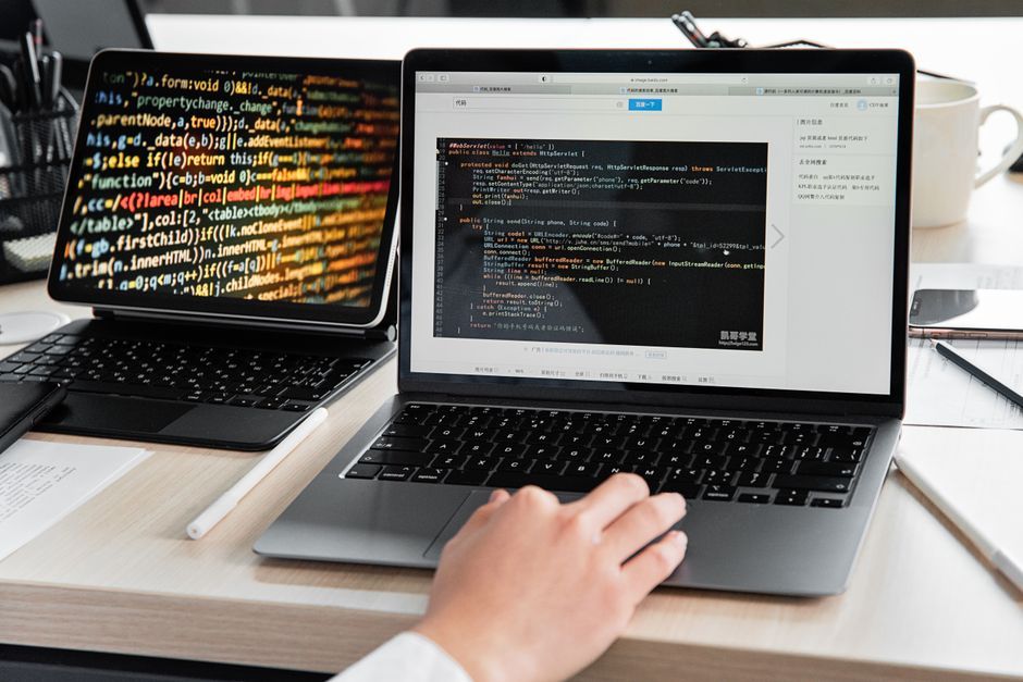 javascript code editor screen modern office
