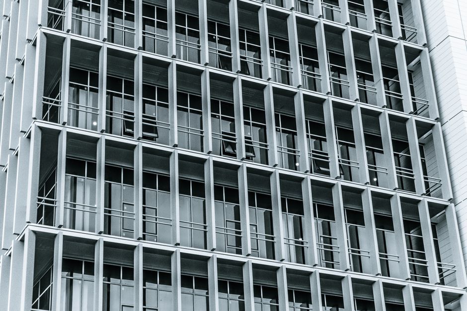 corporate office building exterior no logo daytime