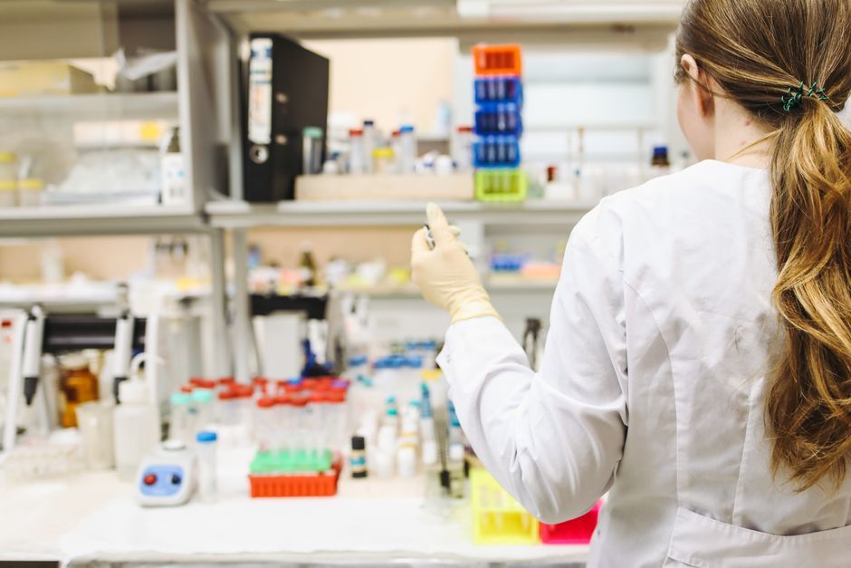 pharmaceutical clinical trial research laboratory desk no logo