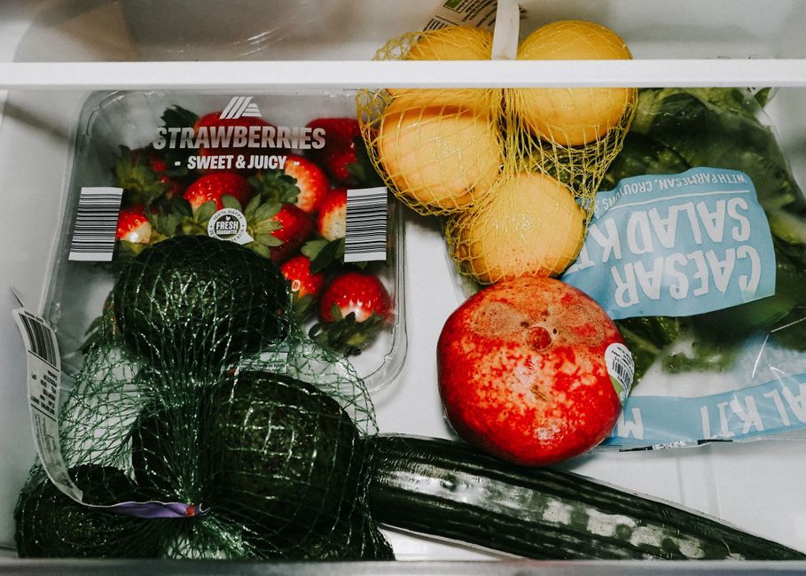 organized refrigerator interior food containers