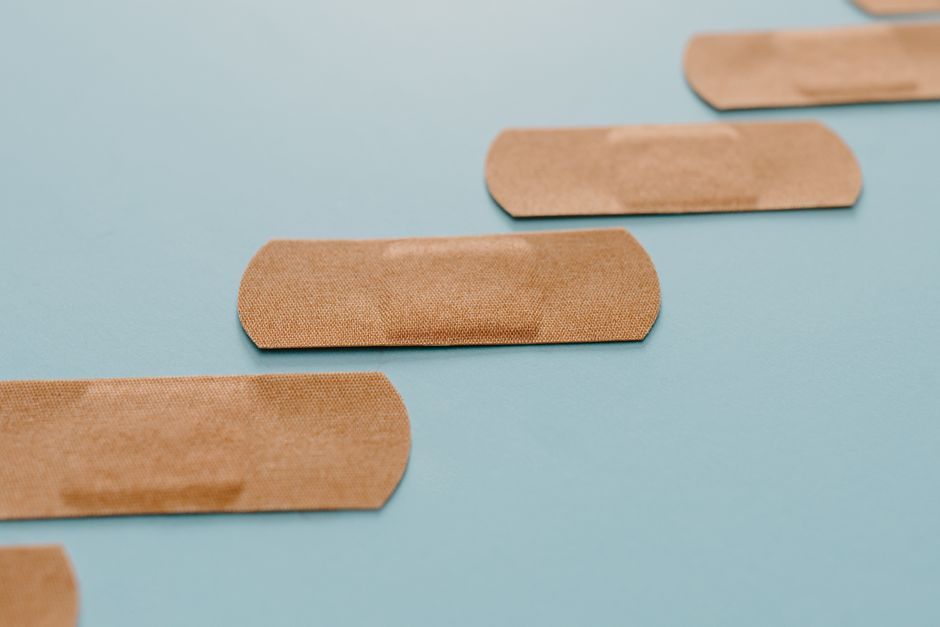 medical adhesive bandage skin close up