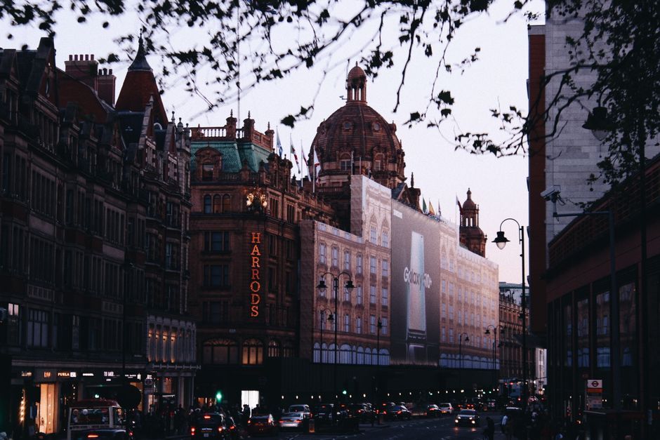 London luxury shopping street storefront United Kingdom