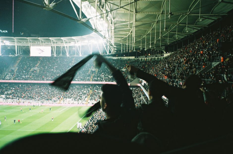 soccer match stadium fans crowd night match floodlights