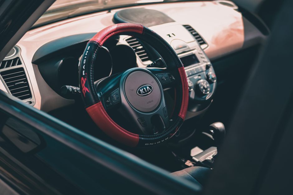 modern car steering wheel dashboard interior