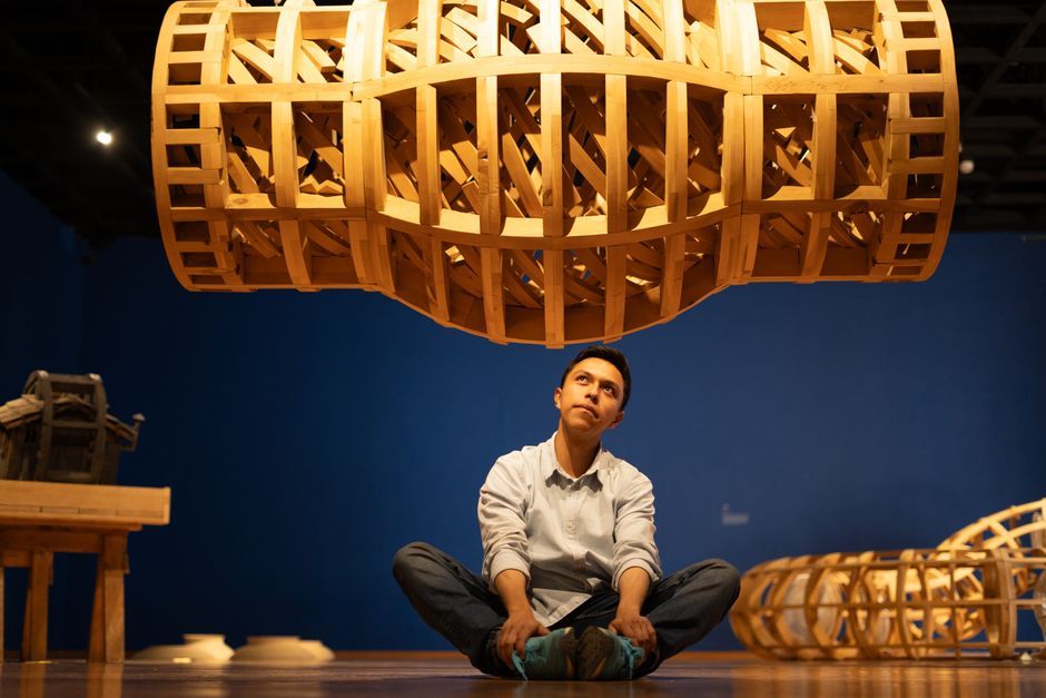 plywood sculpture art exhibition interior Seoul