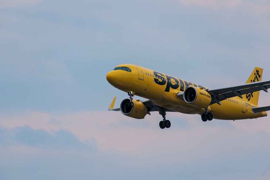 Spirit Airlines airplane at United States airport tarmac