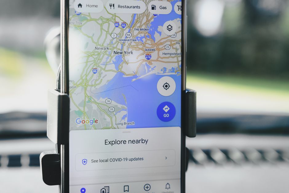 google maps navigation smartphone screen