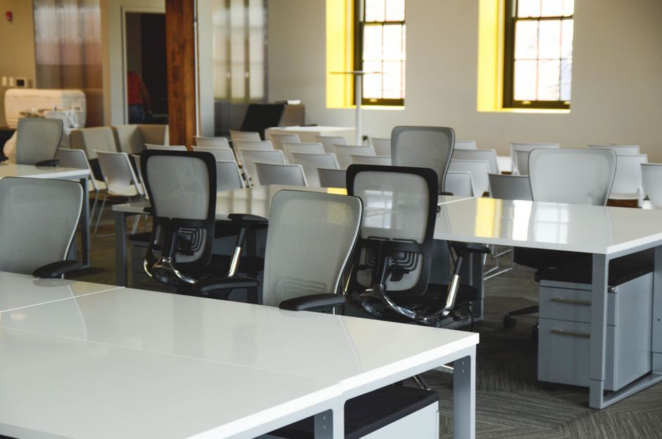 corporate office workspace desk no logo