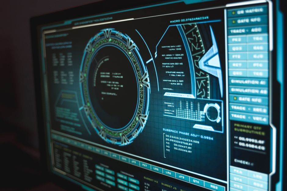 futuristic software interface code dashboard