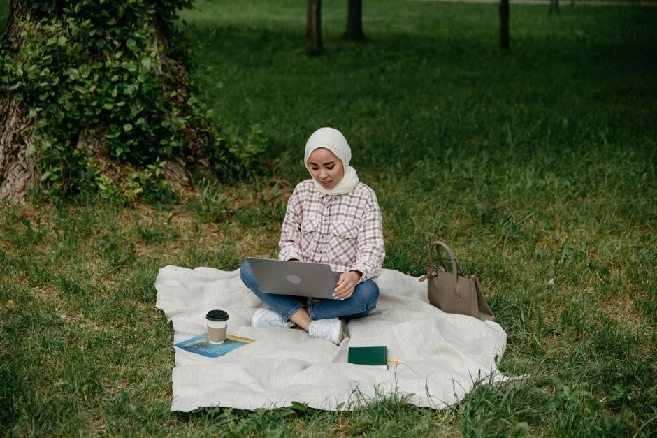 notebook computer outdoor park nature