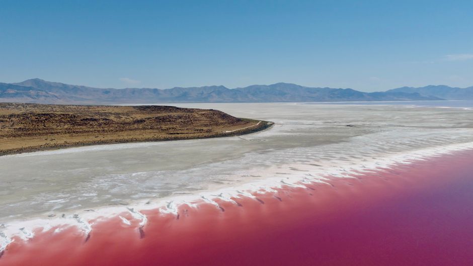 Utah salt flats desert landscape aerial view